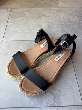 Steve Madden Black Espadrille Ankle-Strap Sandals